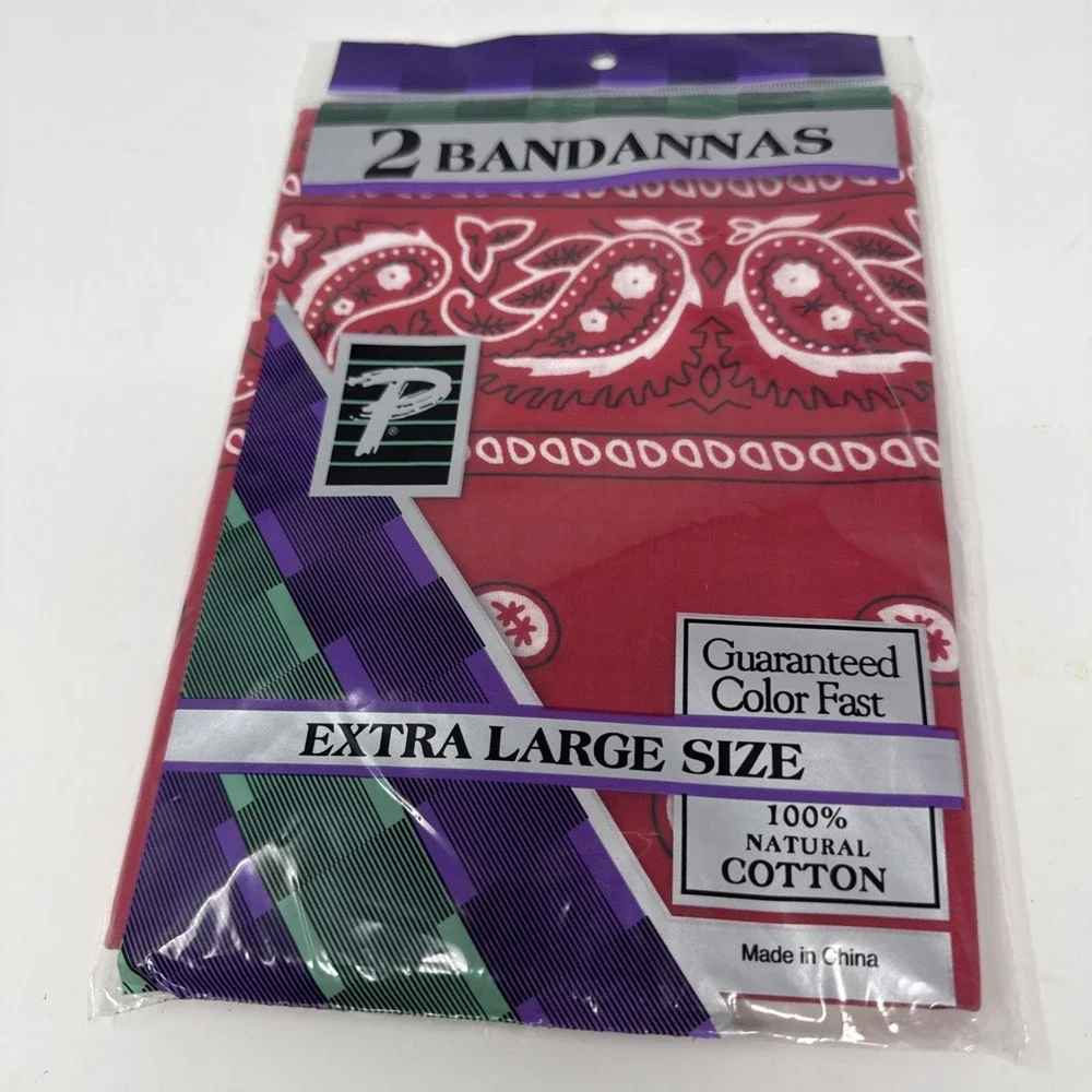 Pack Of 2 Bandannas Red Paisley 100% Cotton Extra Large